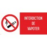 Autocollant vinyl - Vapotage - Vapoter interdit Dimensions L.200 x H.100